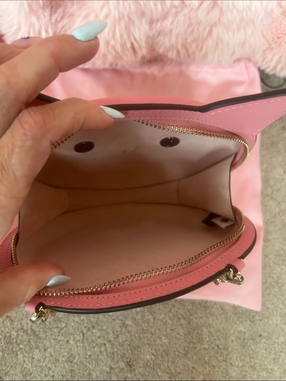 kate spade Pink Cat Face Crossbody Bag gold chain